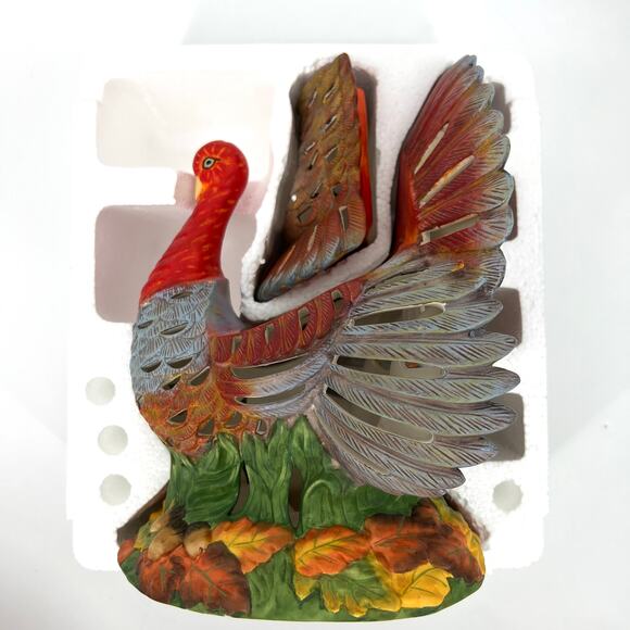PartyLite P7592 Gobbler Tealight Holder Turkey Centerpiece 11" Tall in Box - Picture 4 of 10
